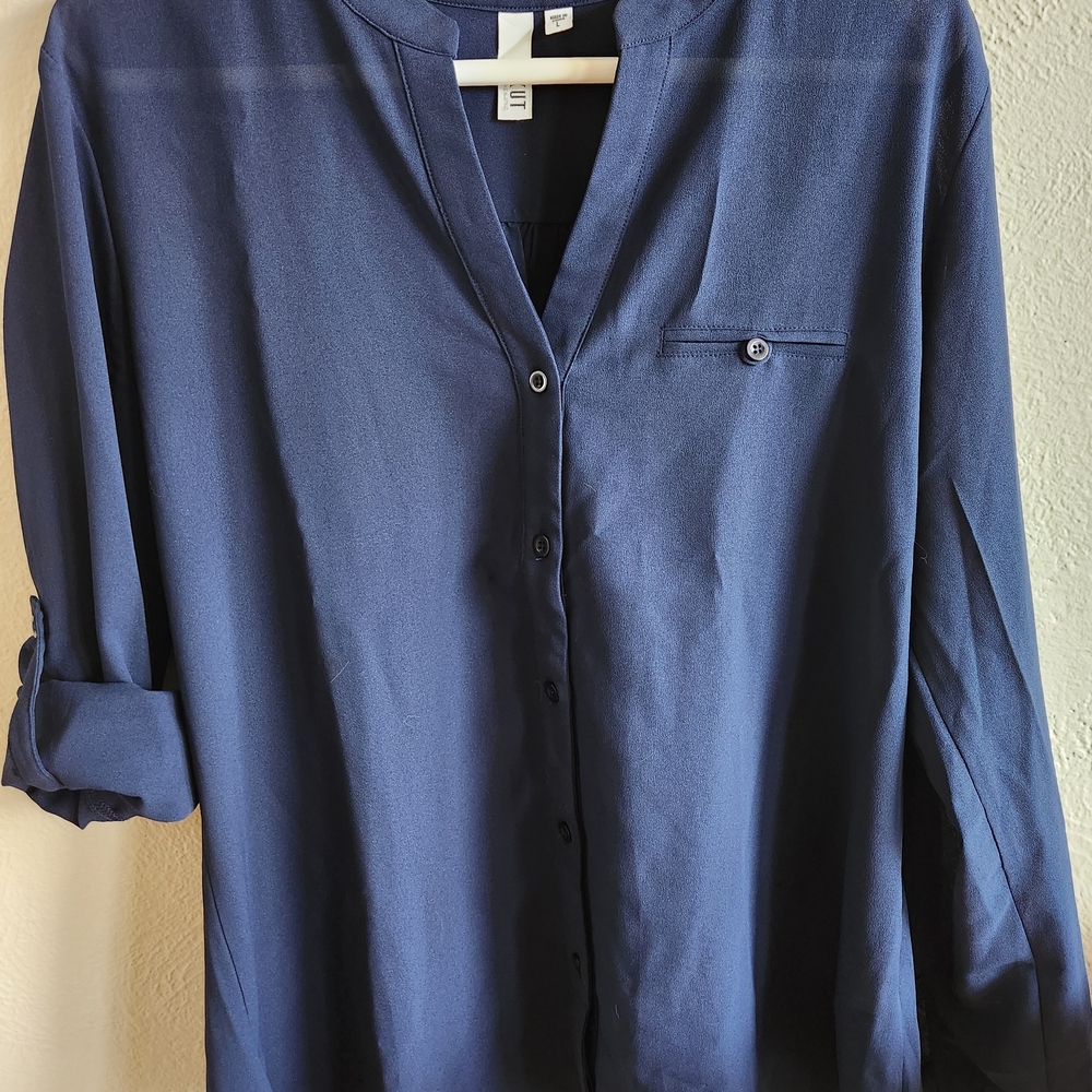 Kut from the Kloth Sheer Navy Blouse NWOT
